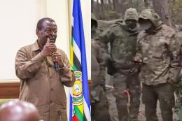 Collage photo of Musalia Mudavadi and a section of Kenyans fighting in Russia.